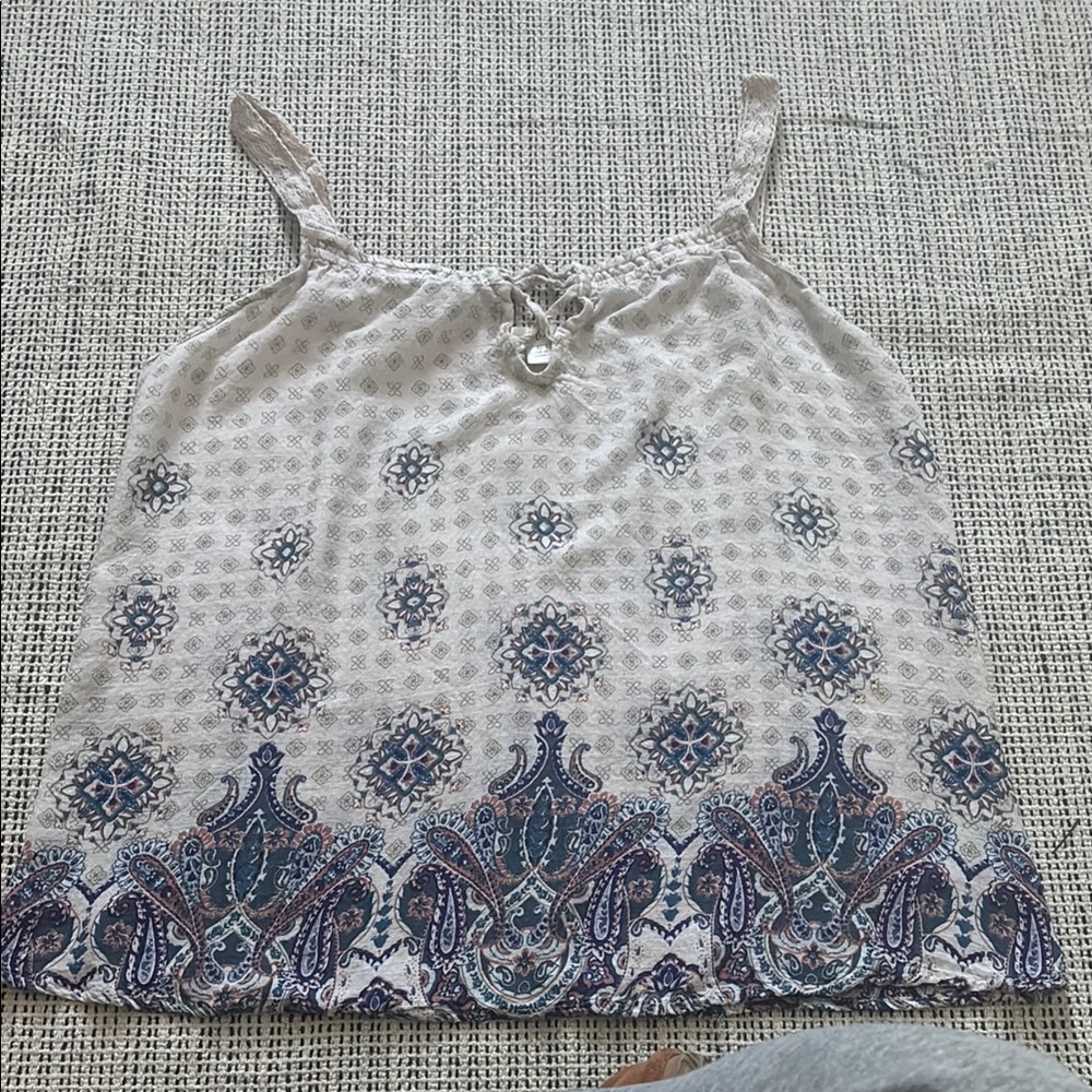 Women’s Nine Britton Cream and Blue Paisley Camisole Tank SZ Large